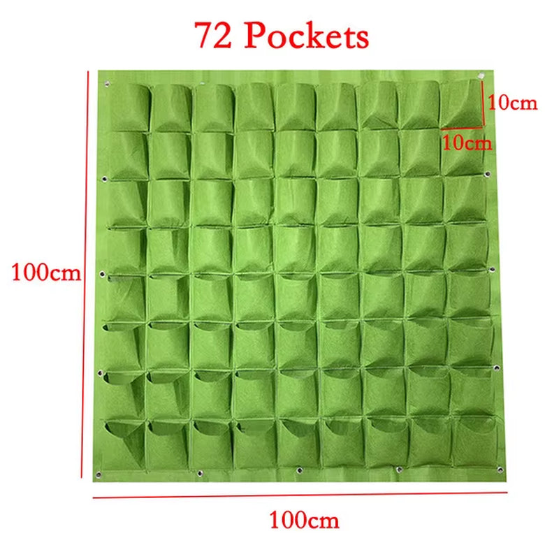 9/18/36/64 Pockets Green Grow Bags Planter Vertical Garden Vegetable Living Garden Bag Seedling Wall Hanging Plant Growing Bags