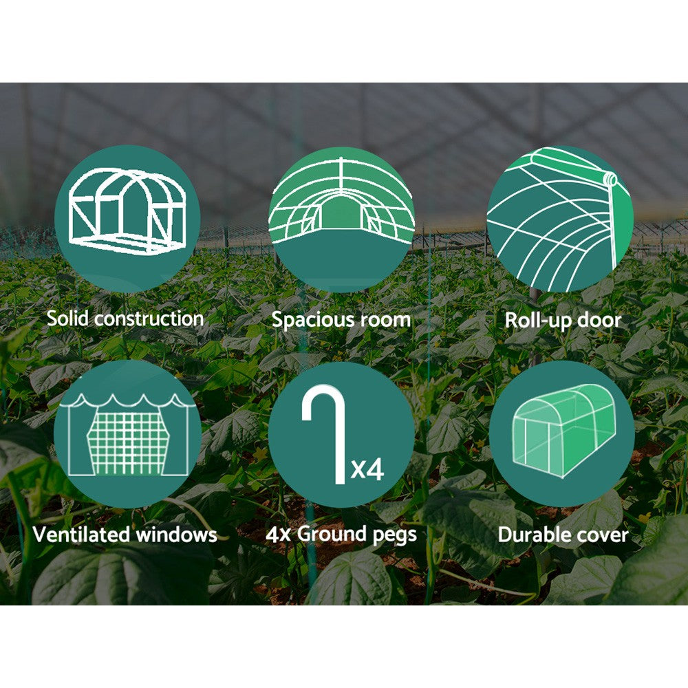 Green Fingers Greenhouse Dome Shed Walk in Tunnel Green House Plant 4X3X2M