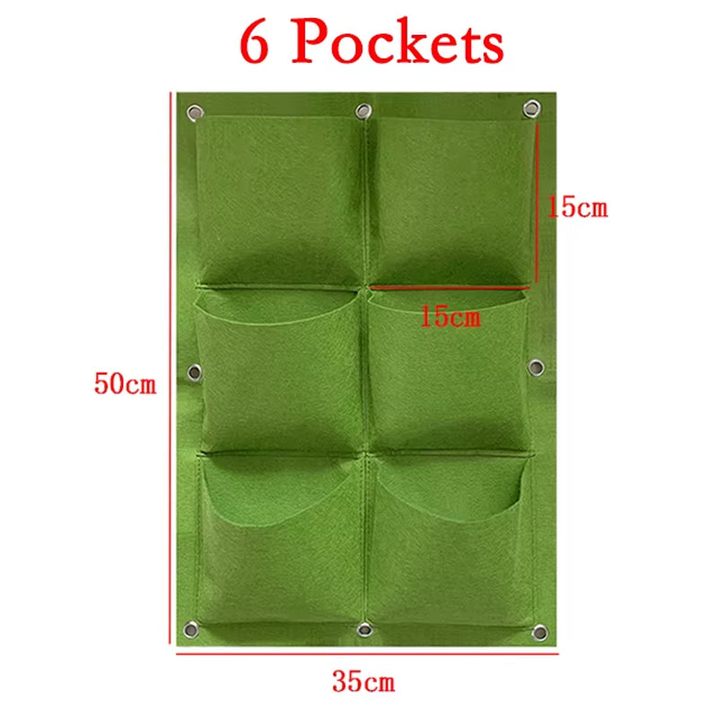 9/18/36/64 Pockets Green Grow Bags Planter Vertical Garden Vegetable Living Garden Bag Seedling Wall Hanging Plant Growing Bags