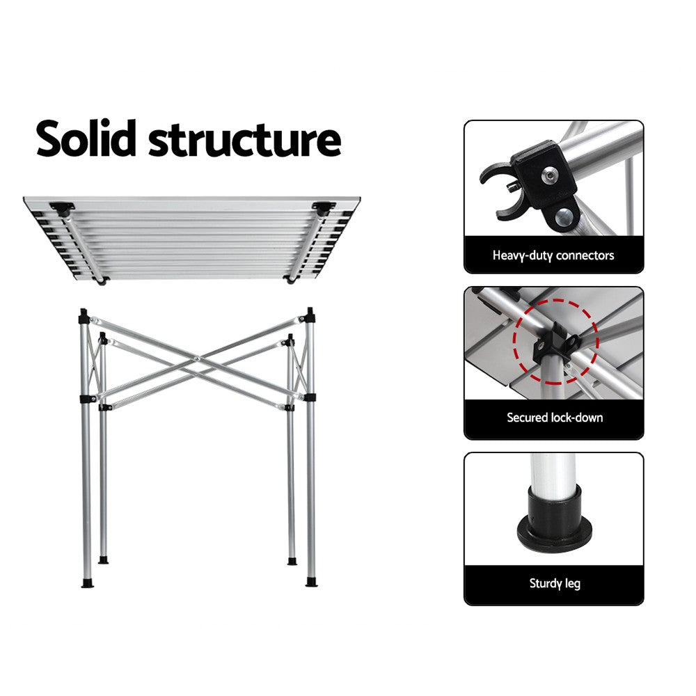 Weisshorn Camping Table Roll up Foldable Picnic Outdoor BBQ Garden 70CM