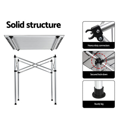 Weisshorn Camping Table Roll up Foldable Picnic Outdoor BBQ Garden 70CM